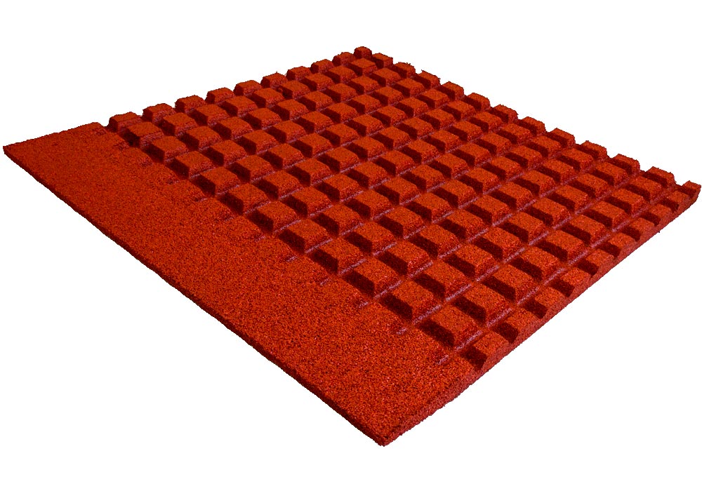 Losas de Caucho Kidplay 100 x 100 x 4 cm Bisel a un lado Color Rojo