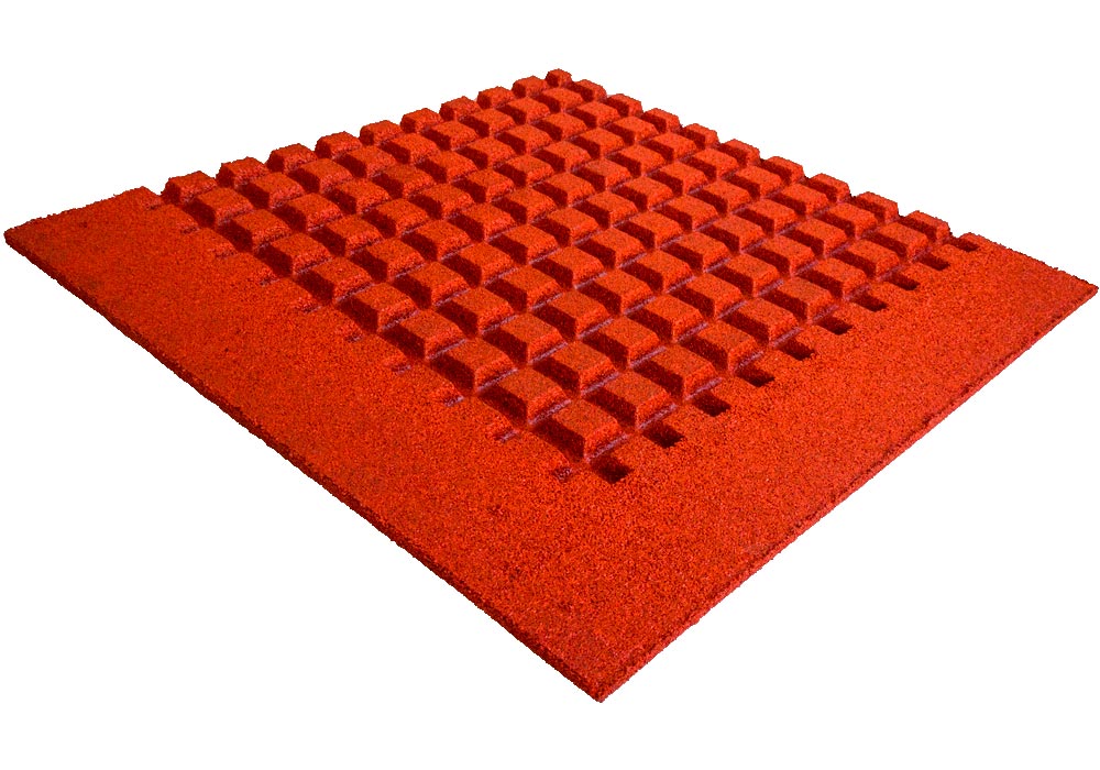 Losas de Caucho Kidplay 100 x 100 x 4 cm Bisel a dos lados Color Rojo
