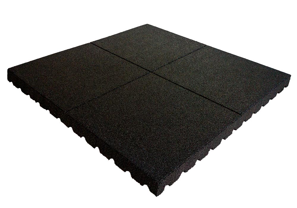 24 Losas de Caucho Kidplay 100 x 100 x 5 cm Negras + 6 Losas Biseladas