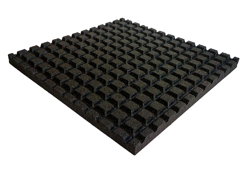 24 Losas de Caucho Kidplay 100 x 100 x 5 cm Negras + 6 Losas Biseladas