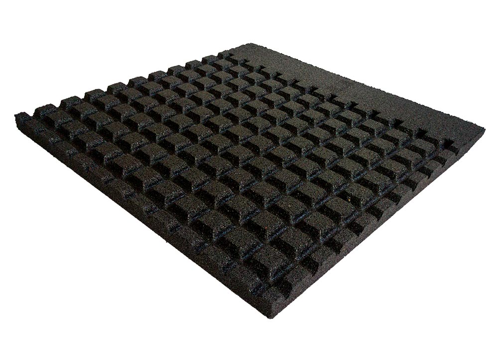 24 Losas de Caucho Kidplay 100 x 100 x 5 cm Negras + 6 Losas Biseladas