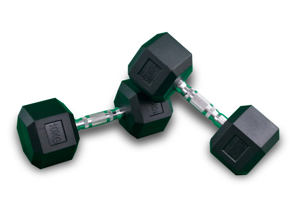 Mancuernas Hexagonales de Goma de 10 kg