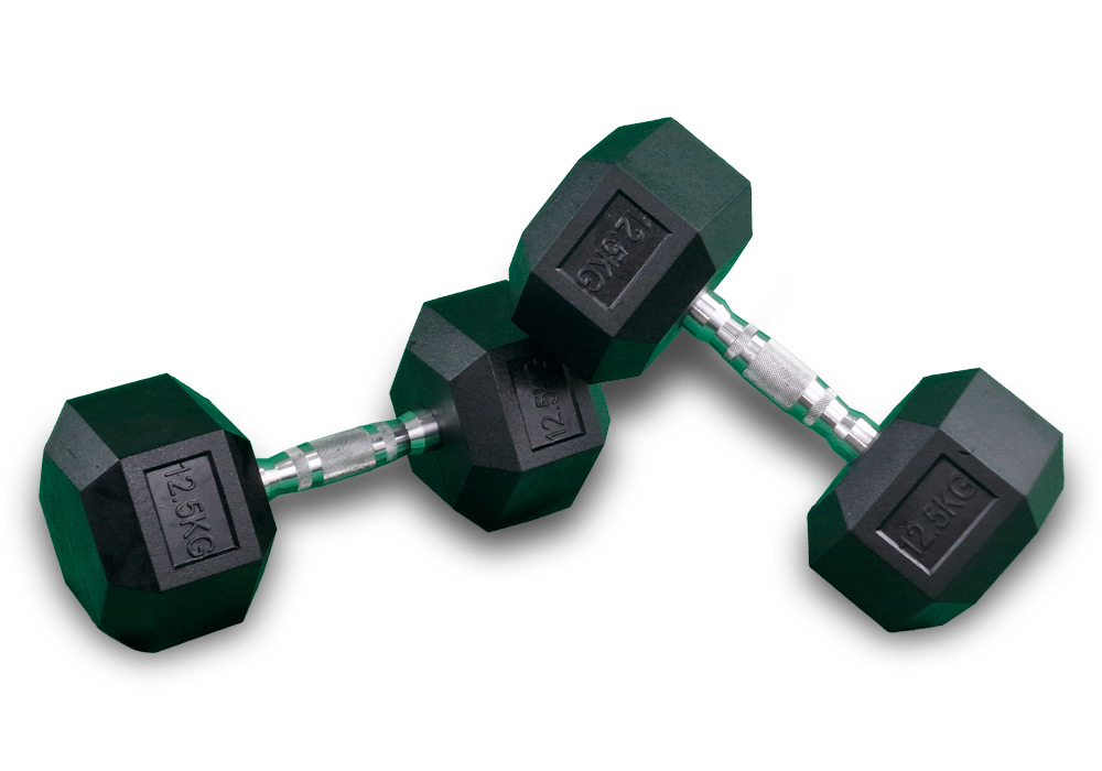 Mancuernas Hexagonales de Goma de 12.5 kg