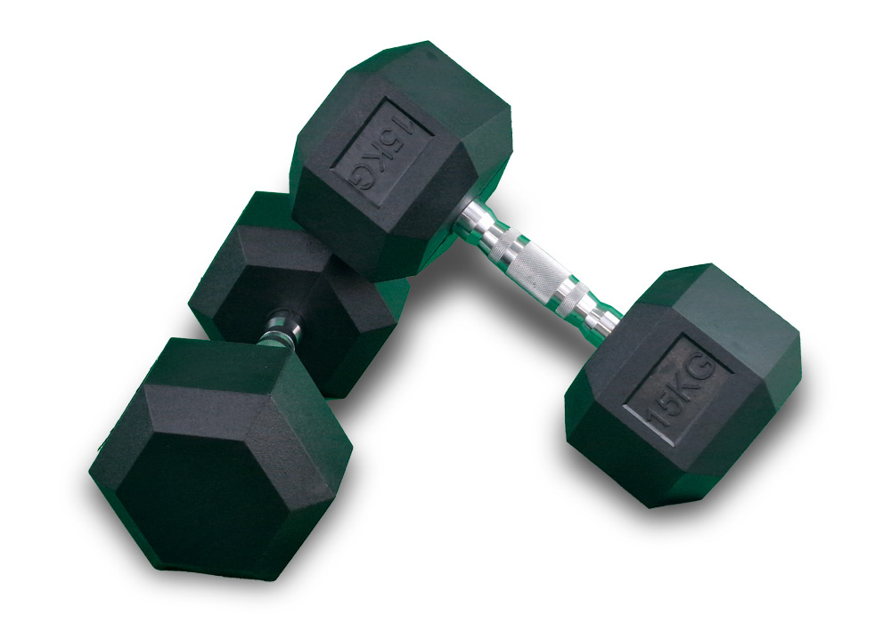 Mancuernas Hexagonales de Goma de 15 kg