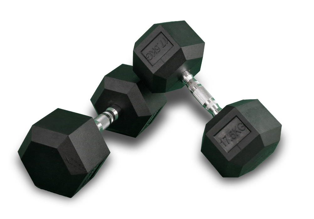 Mancuernas Hexagonales de Goma de 17.5 kg