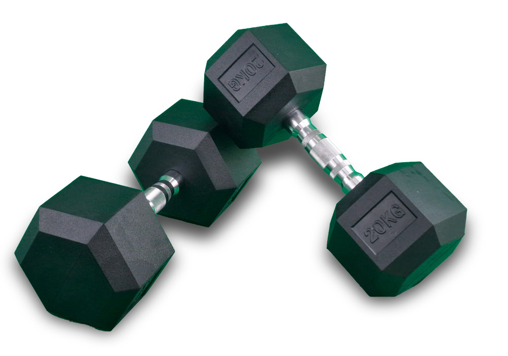 Mancuernas Hexagonales de Goma de 20 kg