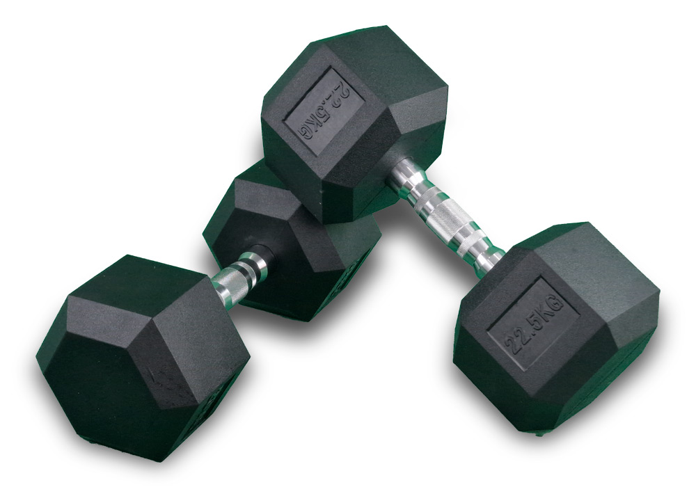 Mancuernas Hexagonales de Goma de 22.5 kg