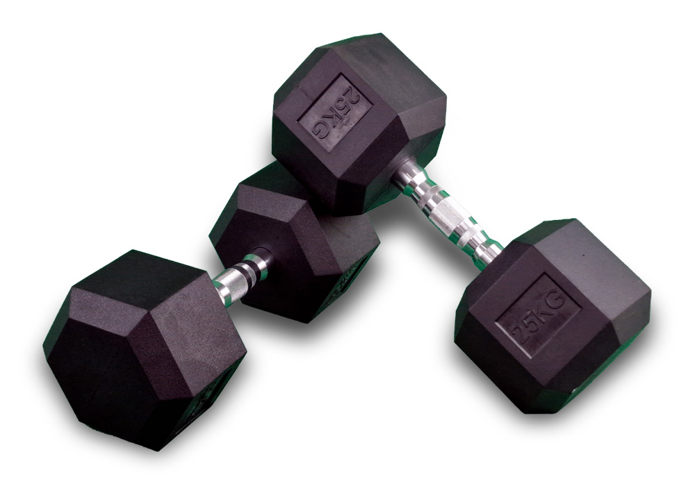 Mancuernas Hexagonales de Goma de 25 kg