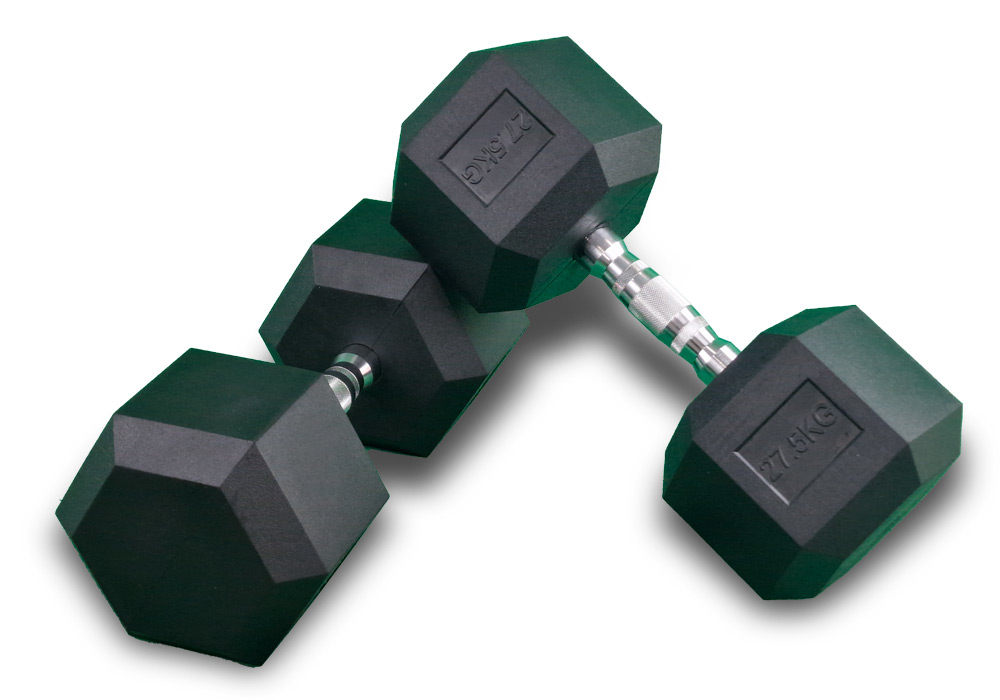 Mancuernas Hexagonales de Goma de 27.5 kg