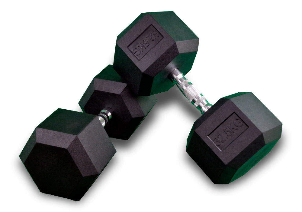 Mancuernas Hexagonales de Goma de 32.5 kg