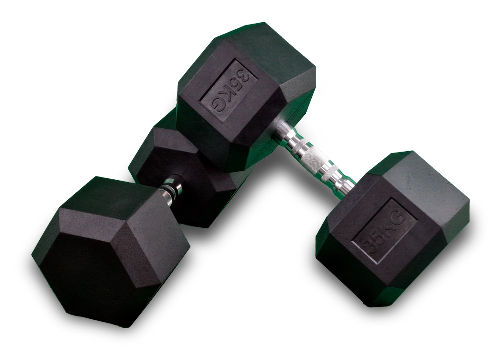 Mancuernas Hexagonales de Goma de 35 kg