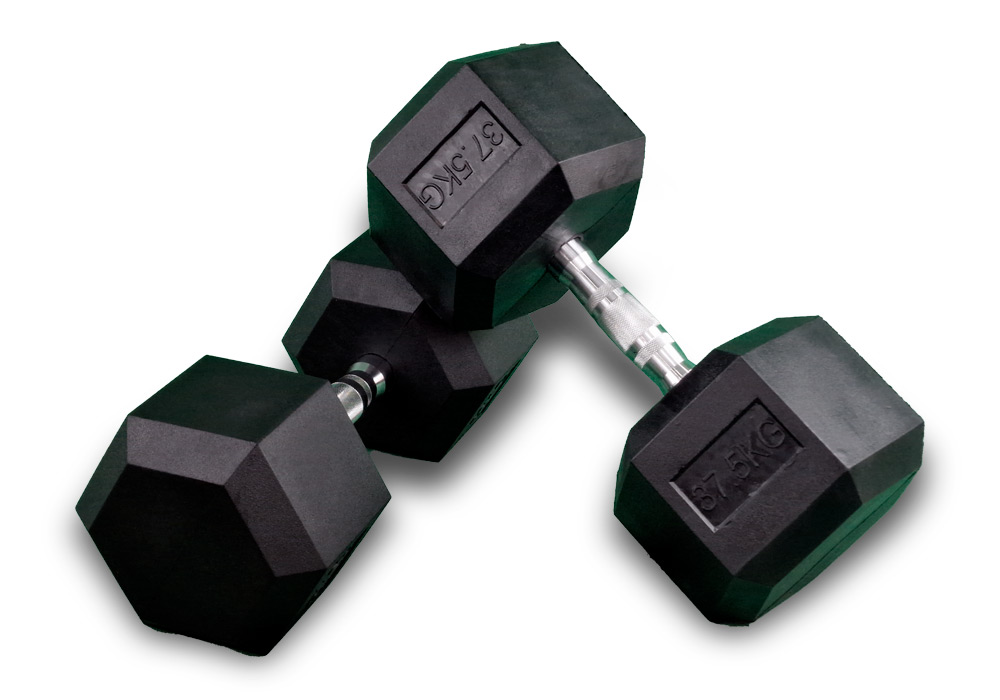 Mancuernas Hexagonales de Goma de 37.5 kg