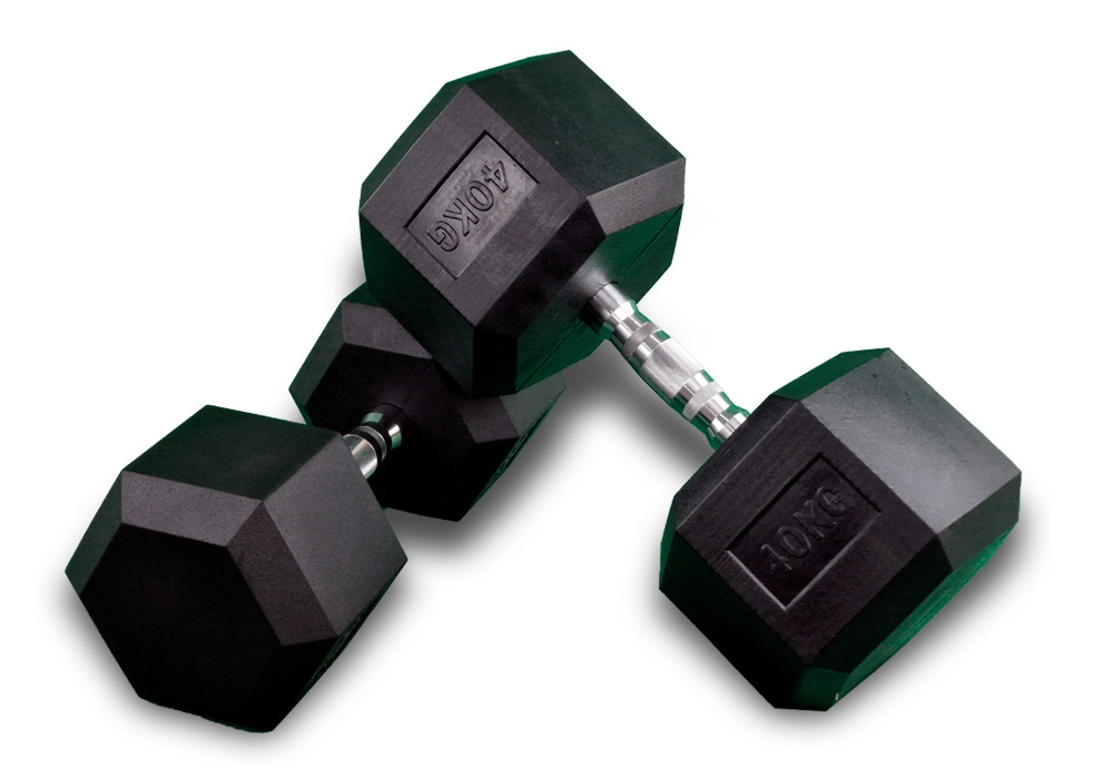 Mancuernas Hexagonales de Goma de 40 kg