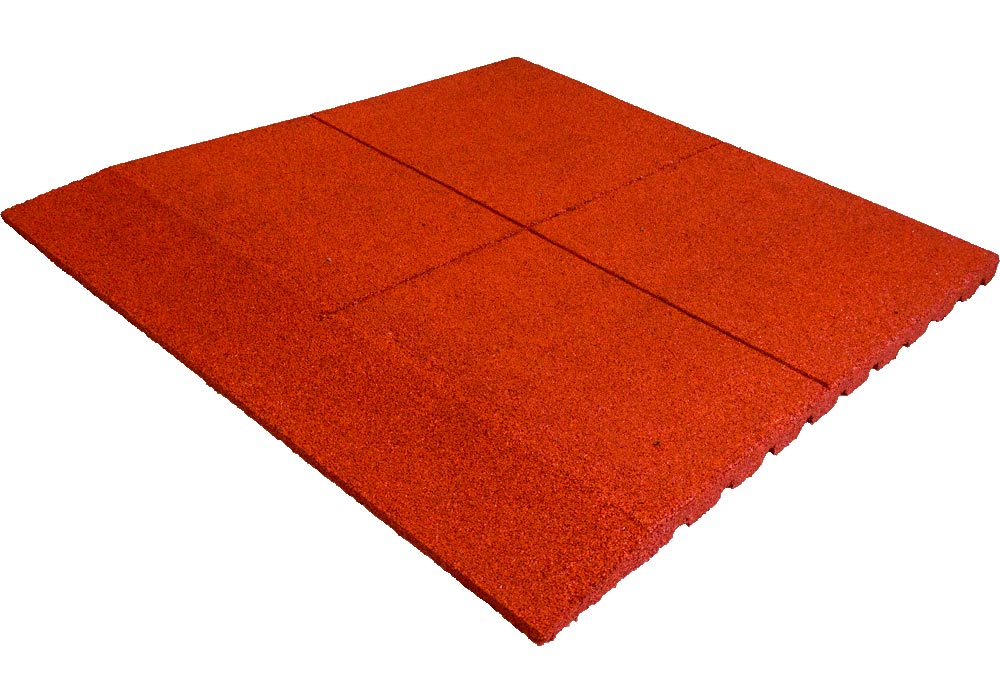 Losas de Caucho Kidplay 100 x 100 x 4 cm Bisel a un lado Color Rojo