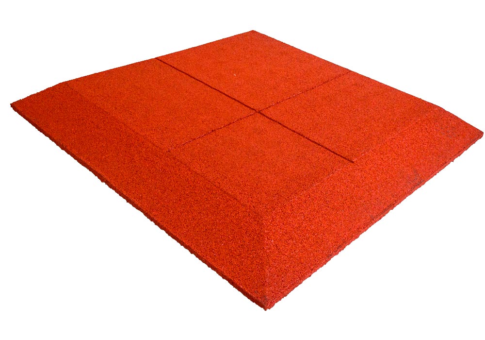 Losas de Caucho Kidplay 100 x 100 x 4 cm Bisel a dos lados Color Rojo